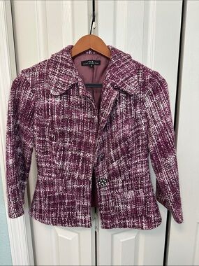 Heart Moon Star Plum-Pink Tweed Blazer